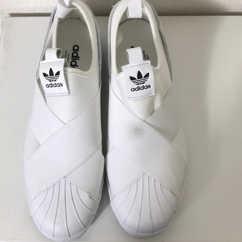 Adidas Superstar White Slide On Sneakers- Womens